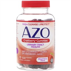 Azo, Жевательные таблетки с клюквой, смешанный вкус ягод, 72 жевательные таблетки с натуральным вкусом