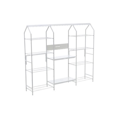 Подставка для цветов, 208×40×177 см, 8 полок, 3 секции, белая