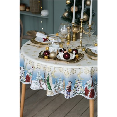 Скатерть новогодняя «Этель» Christmas time, d=220 см ±3 см с ГМВО, 100% хлопок, саржа 190 г/м²
