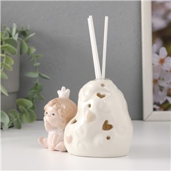 Фигурка светящаяся с аромадиффузором для эфирных масел »Малыш-ангелок в короне», керамика, 6.5×11×8 см