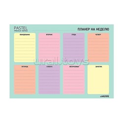 Планер на неделю магнитно-маркерный многоразовый "Pastel" А3 (420x297 мм), ламинированный, цветная печать, пластиковый пакет