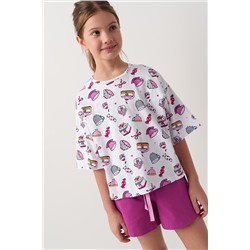 Комплект трикотажный для девочек: фуфайка (футболка), шорты PLAYTODAY, 1239772