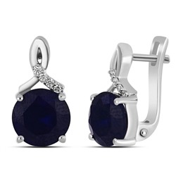 Серьги, 2 сапфир корунд круг 8 мм/4.96 ct, Аурелия