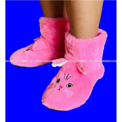 6 ПАР - Носки-САПОЖКИ женские с мехом Мордочки ВЫСОКИЕ № 1