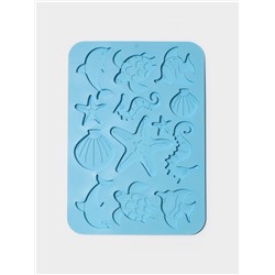 Форма для шоколада Доляна «Морская история», силикон, 23×16×0.5 см, 13 ячеек, голубая