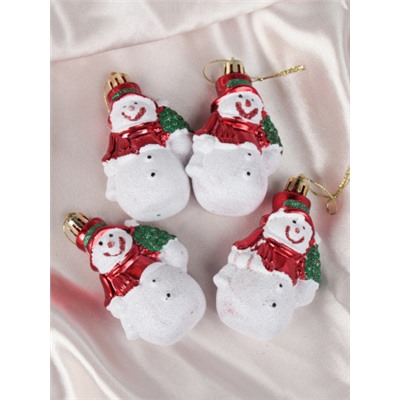 Новогоднее украшение Снеговик 4 штуки 9х5 см / WF-171 /уп 225/