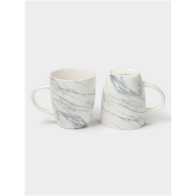 Кружки Magistro Real Marble, 400 мл, набор 2 шт., фарфор, белые