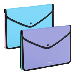 Папка с кнопкой  А4+ обшитая, с текстильной вставкой 55144 Diagonal Pastel ErichKrause