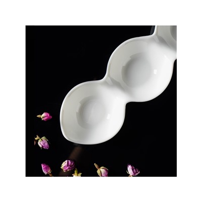 Менажница Magistro «Бланш», 3 ячейки, 28×8.5×4.5 см, фарфор, белая