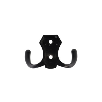 Крючок мебельный ТУНДРА КМ201BL, двухрожковый, черный