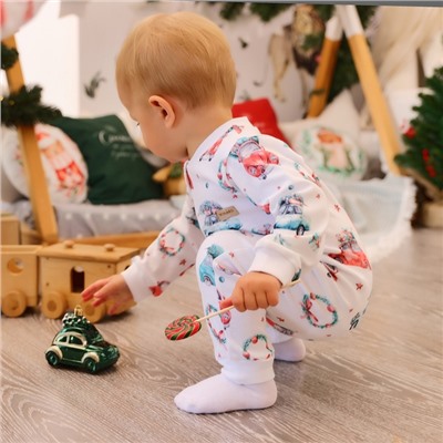 Комбинезон детский MINAKU New Year's cars», рост 80-86 см, белый