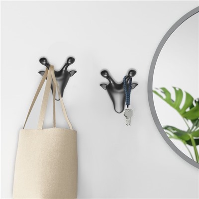 Крючок мебельный CAPPIO GIRAFFE, двухрожковый, цвет черный