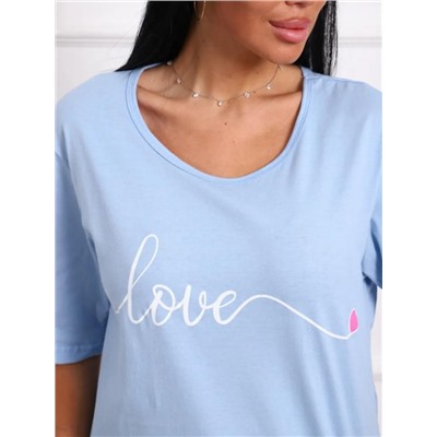 Футболка с надписью Love, Арт. 801 (Голубой)