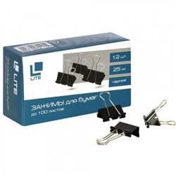 Зажим для бумаг 25 мм черный Z25L-12K LITE