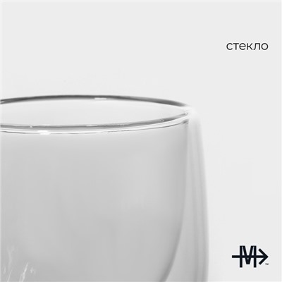 Стопка-шот с двойными стенками Magistro «Поль Квадро», 80 мл, 7.5×8 см, стекло, прозрачный