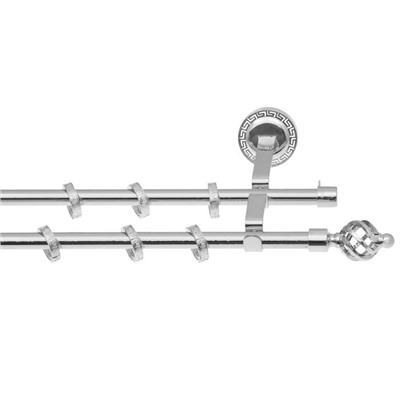 Карниз двухрядный «Фэшн» d=1.6 см, 160 см, с пластиковыми наконечниками, цвет ареццо/серебро