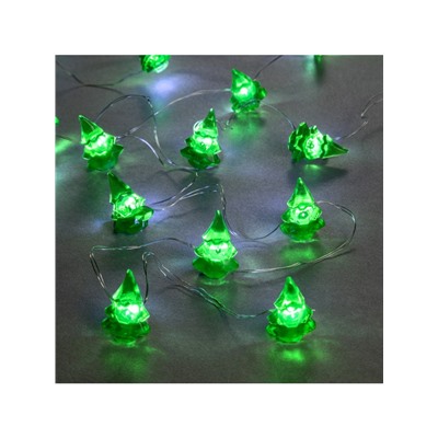 Гирлянда «Нить» 2 м роса с насадками «Ёлочка», IP20, серебристая нить, 20 LED, 2 режима, батарейки ААх2 (нет в комплекте), свечение белое