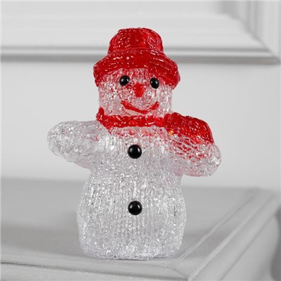 Светодиодная фигура «Снеговичок» 7×15×7 см, акрил, 8 LED, батарейки ААх2 (не в комплекте), свечение белое
