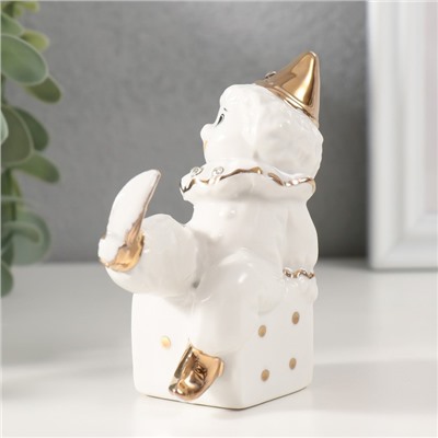 Фигурка керамика «Клоун на игральном кубике», белый с золотом, стразы, 4.4×7×9.5 см