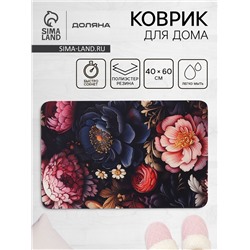 Коврик для дома Доляна Black Flowers, влаговпитывающий, 40×60 см