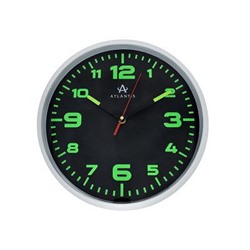 Часы настенные 305x305x40мм, пластик, круг, светящиеся