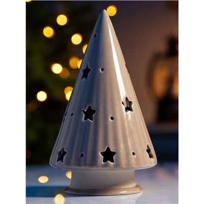 Светодиодная фигура «Ёлочка бежевая», 16.7×9.7×9.7 см, 1 LED, керамика, от батареек LR44×3, тёплый белый свет