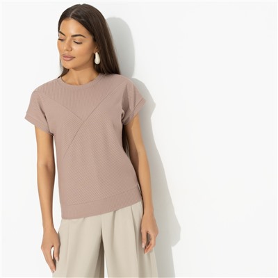 Футболка из эластичной ткани в рубчик, Искусство строить глазки (коричневый)