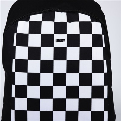 Рюкзак школьный текстильный Lucky, 46×30×10 см, вертикальный карман, чёрный