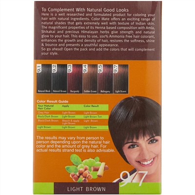 Color Mate Краска для волос, Цвет Светло-Коричневый Тон 9.7, Без Аммиака (5 шт. х 15 г)