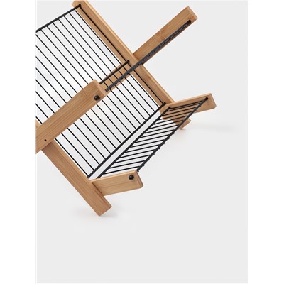 Сушилка для посуды Доляна Meli, 2 уровня, 39.5×34×27.5 см, бамбук, металл, чёрная