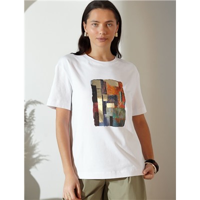 Свободная футболка с принтом из премиального хлопка с эластаном