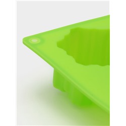 Форма для выпечки новогодняя Доляна «Снежинка», силикон, 30×17.5 см, 11 ячеек, салатовая