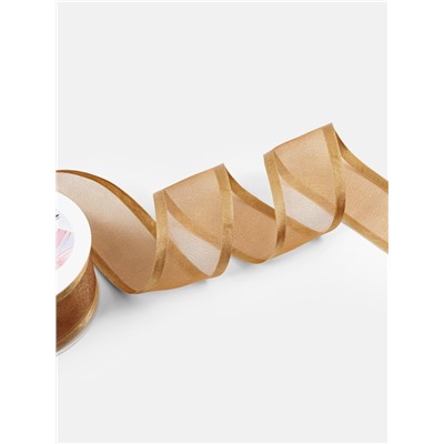 Лента декоративная, капроновая/атласная, 40 мм, 18±1 м, бежевая