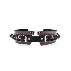 Бордовый пояс с колечками для крепления наручников Maroon Leather Belt