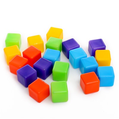 Кубики детские, пластиковые, цветные, 20 штук, 4 × 4 см