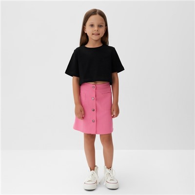 Футболка для девочки укороченная KAFTAN: Basic line, чёрная, размер 28, рост 86-92 см