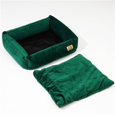 Лежанка для кошек и собак велюровая Pet Lab, 45×40×15 см, изумрудная
