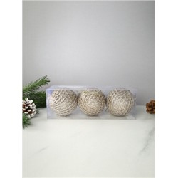 Новогоднее украшение Шары 3 штуки 8 см / WF-183 /уп 128/золото