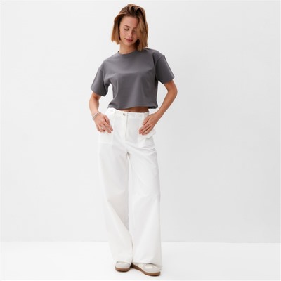 Футболка женская укороченная MINAKU OVERSIZE FIT, цвет графит, размер 48