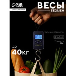 Весы-безмен Luazon LV-403, электронные, до 40 кг, точность до 10 г, подсветка, тёмно-синие