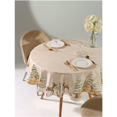 Скатерть новогодняя «Этель» Christmas forest, d=150 ± 3 см с ГМВО, 100% хлопок, саржа 190 г/м²