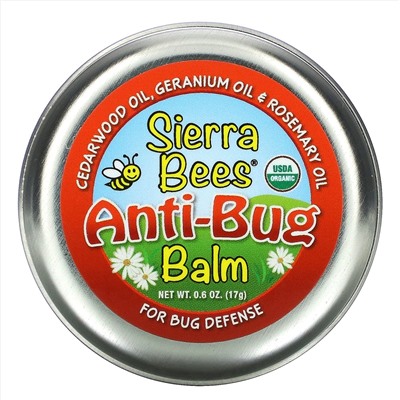 Sierra Bees, бальзам против насекомых, масло кедра, герани и розмарина, 17 г (0,6 унции)