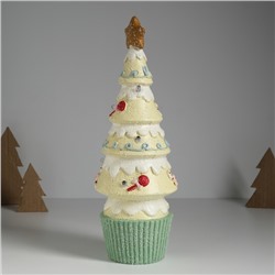 Фигурка светящаяся керамика «Пряничная ёлочка», св. жёлтая, 10×10×31 см