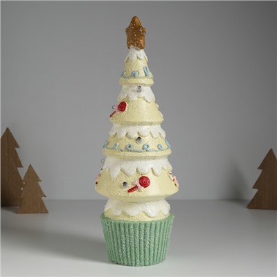 Фигурка светящаяся керамика «Пряничная ёлочка», св. жёлтая, 10×10×31 см