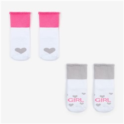 Набор носков для девочки махровые Крошка Я «Girl», 2 пары, размер 8-10 см