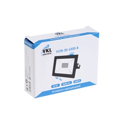 Прожектор светодиодный VKL Electric, 30 Вт, 3600 лм, 6500К, IP65, 220 В чёрный, свечение холодное белое