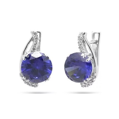 Серьги из серебра танзанит выращ., Скромность