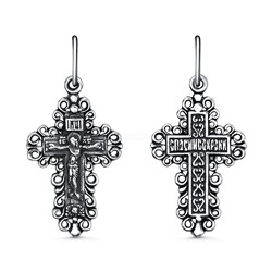 Крест из чернёного серебра - 3 см 925 пробы 2-209ч
