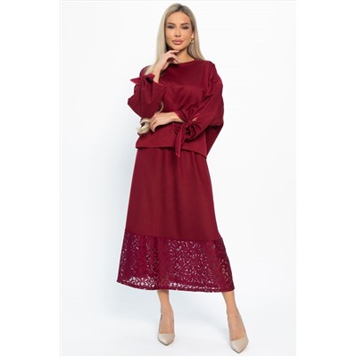 Юбка с кружевом Элегия (бордо) Ю14912-10М