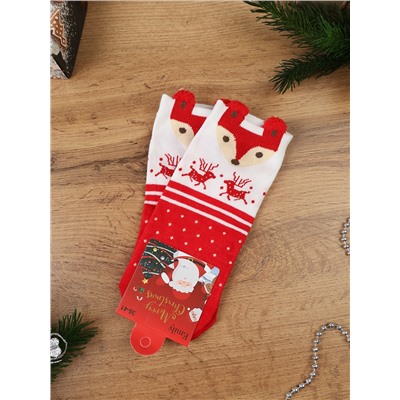 Носки р. 35-40 Новый год короткие / L819 / уп 10/1200/ ОДНА ПАРА/ МАРКА